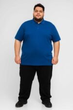 Solid Blue Polo Shirt 4xl