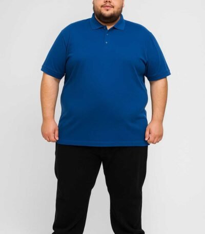 Solid Blue Polo Shirt 4xl