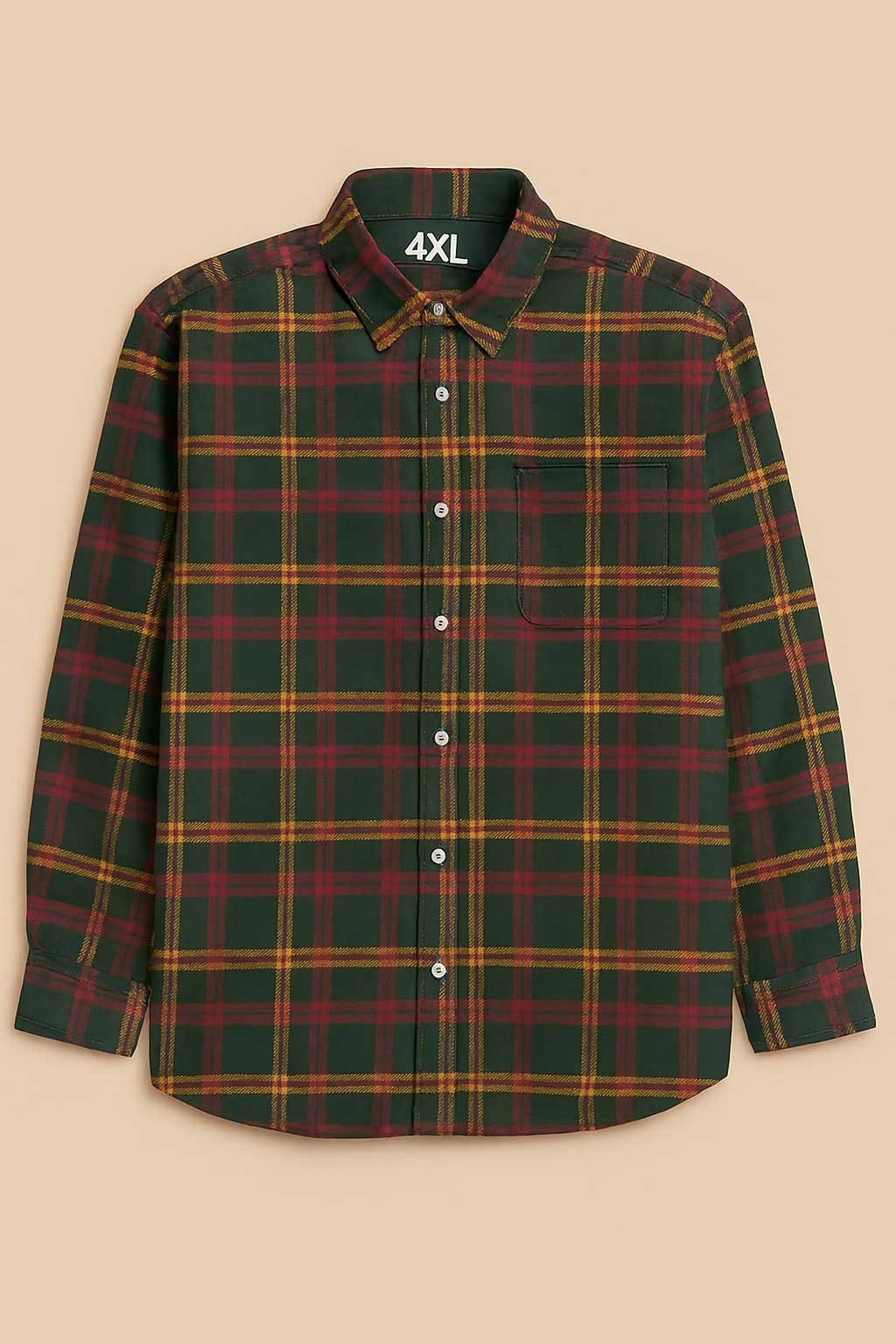 4xl-check-green-maroon-yellow-casual-shirt Check Style Green-Maroon-Yellow Casual Shirt