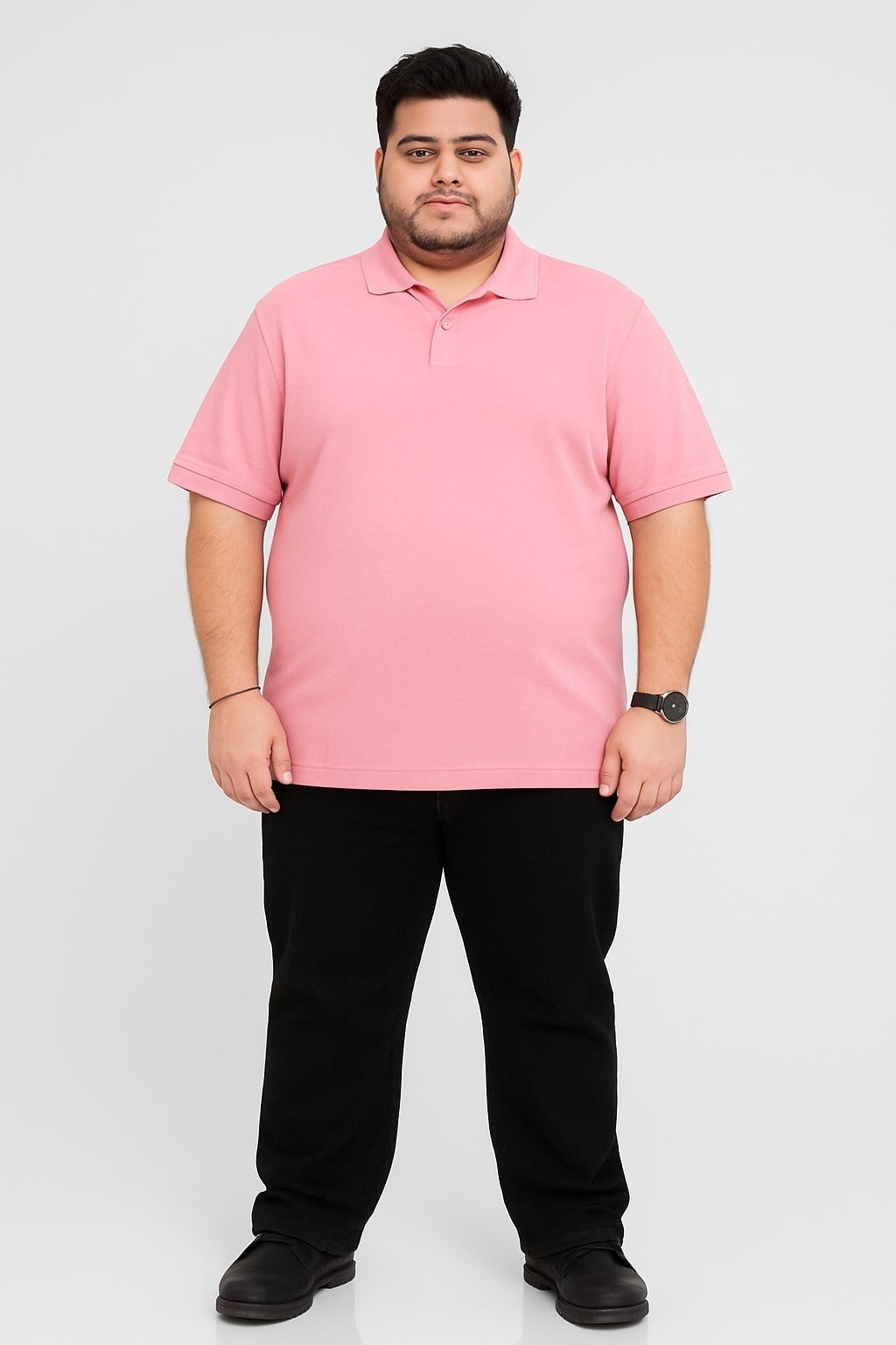 4xl-pink-polo-shirt-front Classic Pink Polo Shirt in XXXXL Size