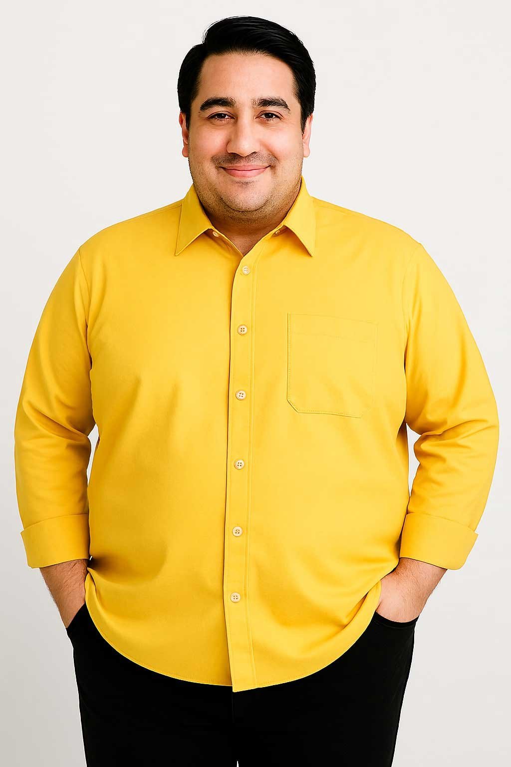 4xl-yellow-casual-shirt-front Yellow Casual Shirt in 4XL