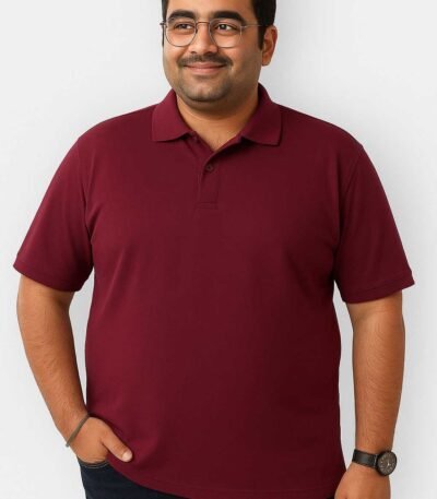 Plain Maroon Plus Size Polo Shirt