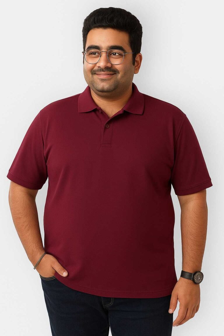 Plain Maroon Plus Size Polo Shirt